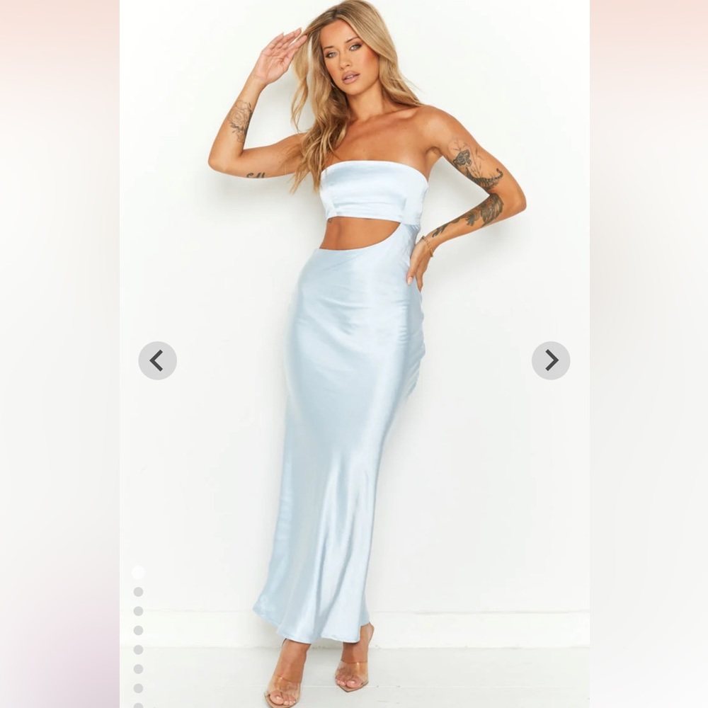 Light Blue Satin Maxi Dress